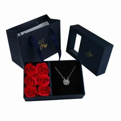 Coffret bijoux 6 roses éternelles écrin bague bracelet