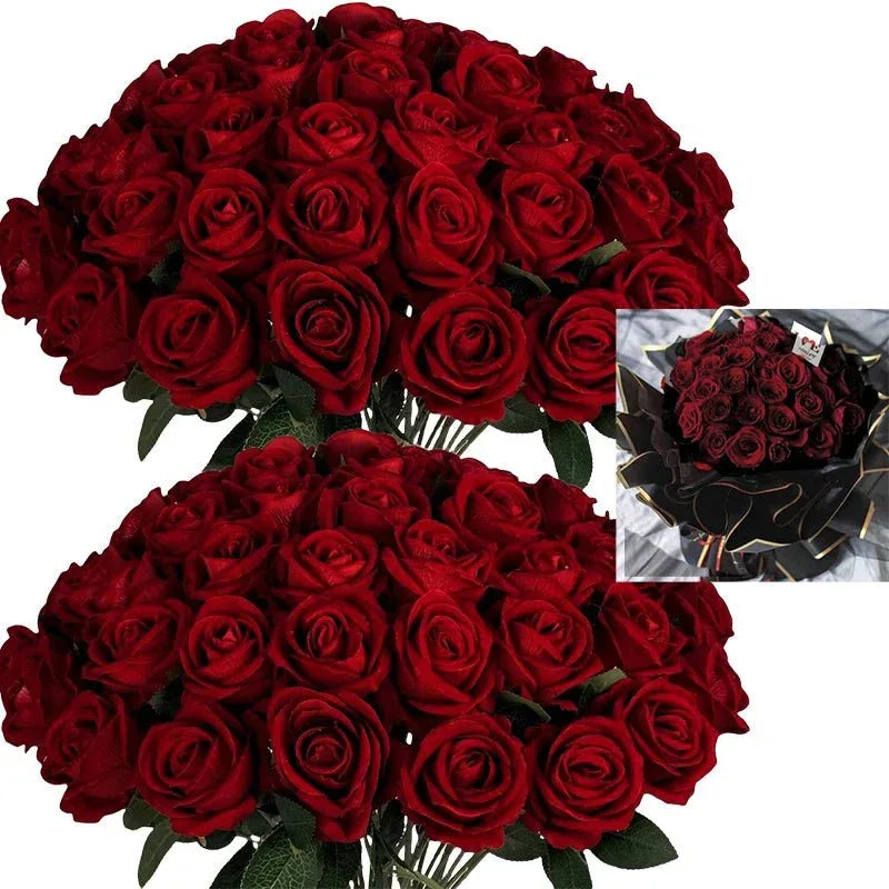 Lot de 50 Roses Velours "Real Touch" - Rose Eternelle La Boutique