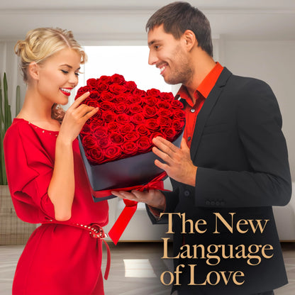 Coffret cœur 24 roses éternelles avec collier je t'aime 100 langues - vue 2