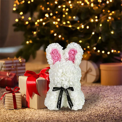 Lapin en Roses Éternelles – Le Cadeau Parfait pour Émerveiller