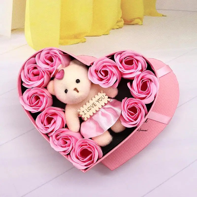Coffret rose de savon avec ourson cadeau femme - vue 8