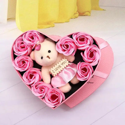 Coffret rose de savon avec ourson cadeau femme - vue 8