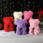 Ourson Artisanal en Roses Éternelles - 25cm
