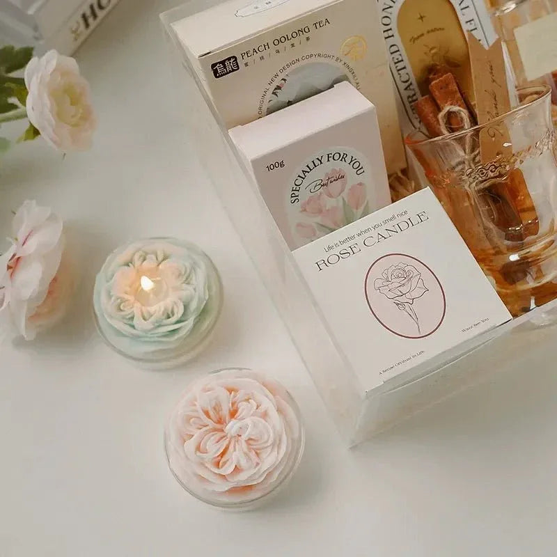 Bougie Fleur "Pivoine" Sculptée - Cire de Soja - Rose Eternelle La Boutique