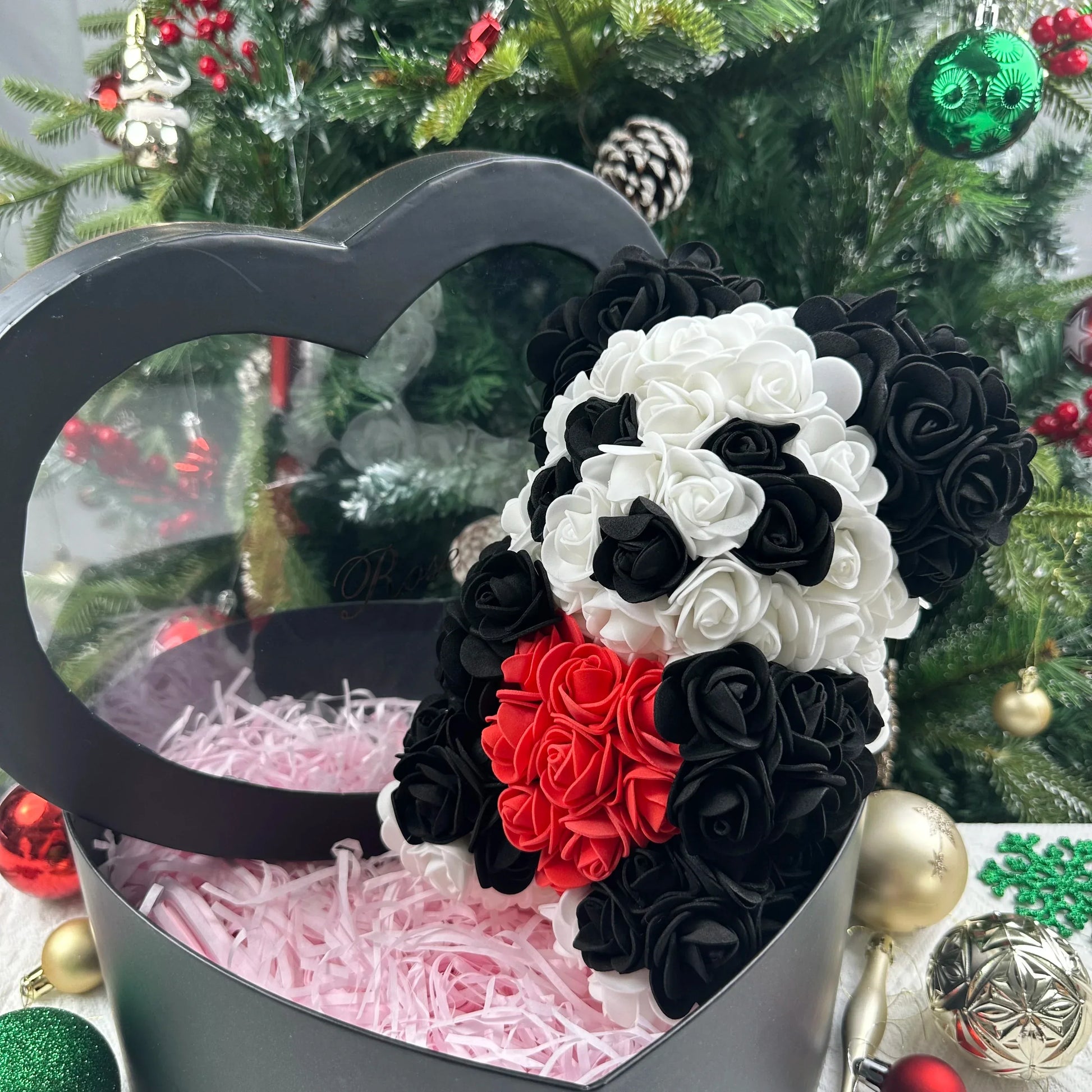 Ourson Artisanal en Roses Éternelles - 25cm - Rose Eternelle La Boutique