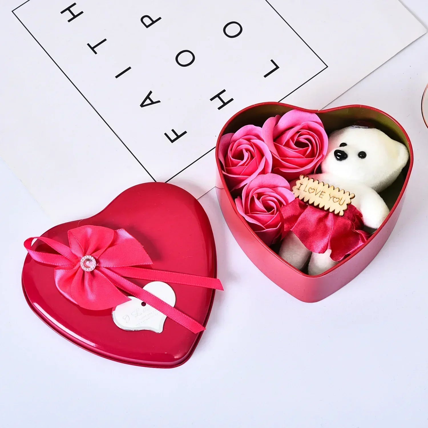 Coffret ours en roses éternelles cadeau romantique - vue 9