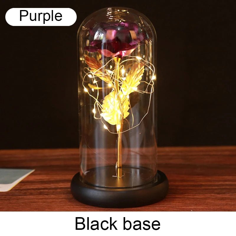 Eternal Rose "Galaxy" under a Light-Up Glass Dome
