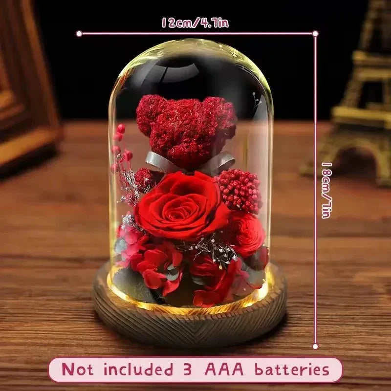 Coffret Cadeau Lumineux | Rose Éternelle & Ourson - Rose Eternelle La Boutique