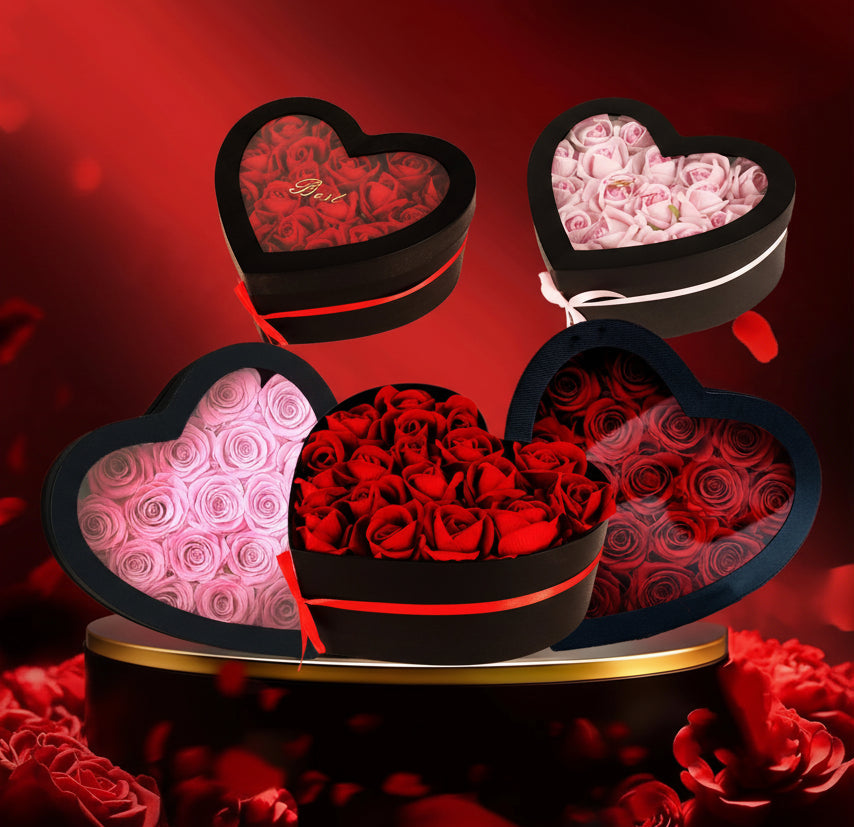 Boîte cœur roses éternelles cadeau Saint-Valentin