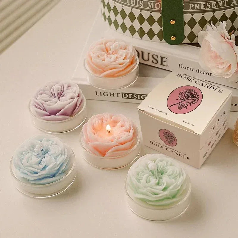 Bougie Fleur "Pivoine" Sculptée - Cire de Soja - Rose Eternelle La Boutique