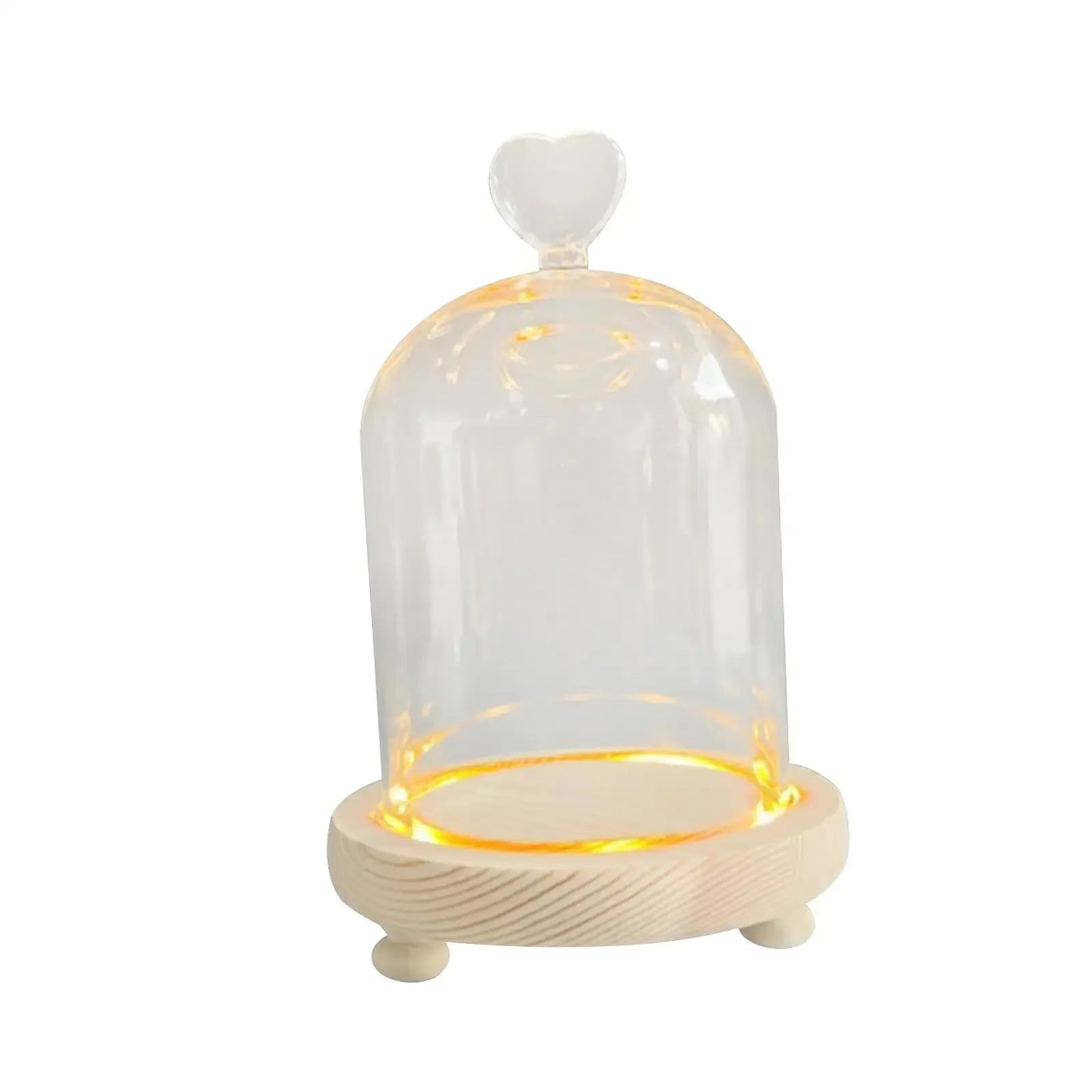 Cloche en Verre Élégante avec Base en Bois - Rose Eternelle La Boutique