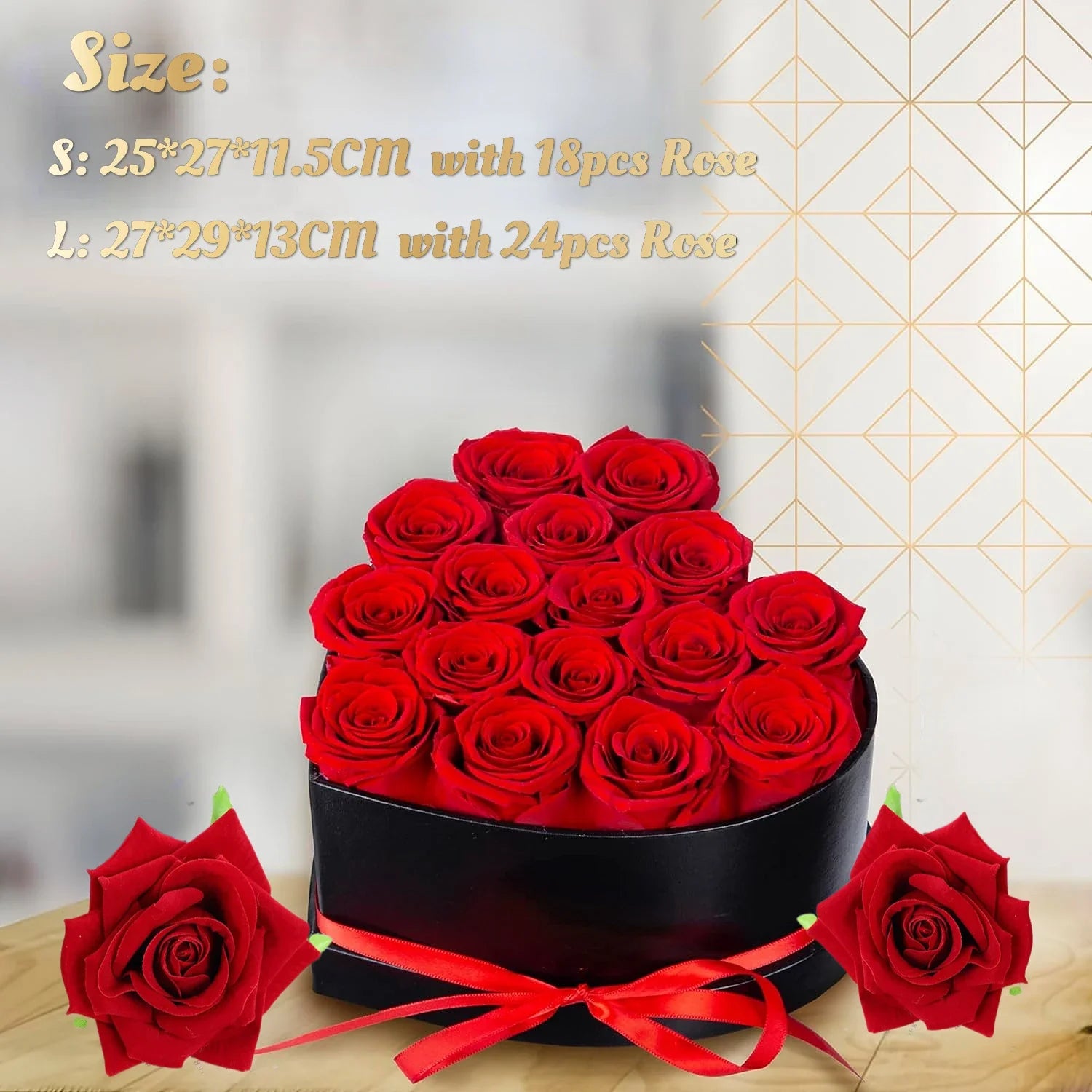 Coffret cœur roses éternelles rouges cadeau fête des mères - vue 6