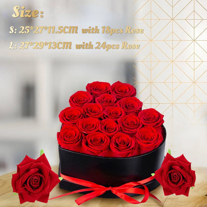 Coffret cœur roses éternelles rouges cadeau fête des mères - vue 6