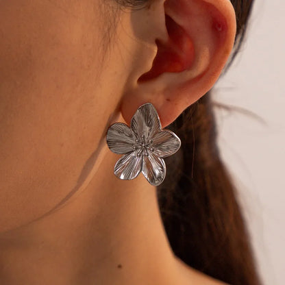 Boucles d'oreilles fleur dorées vintage bijou femme - vue 7