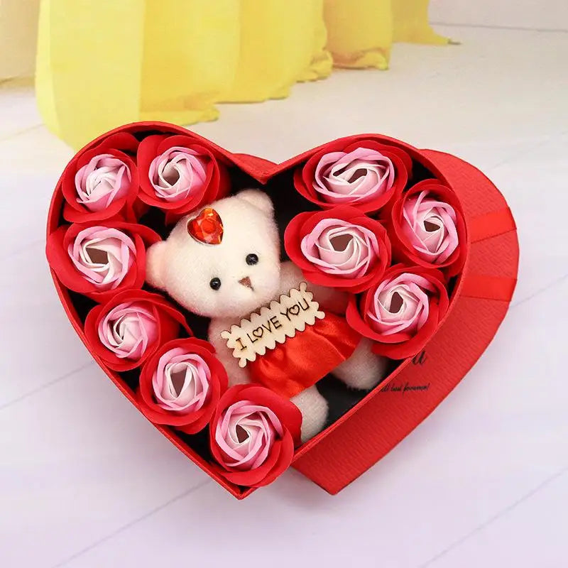 Coffret rose de savon avec ourson cadeau femme - vue 11