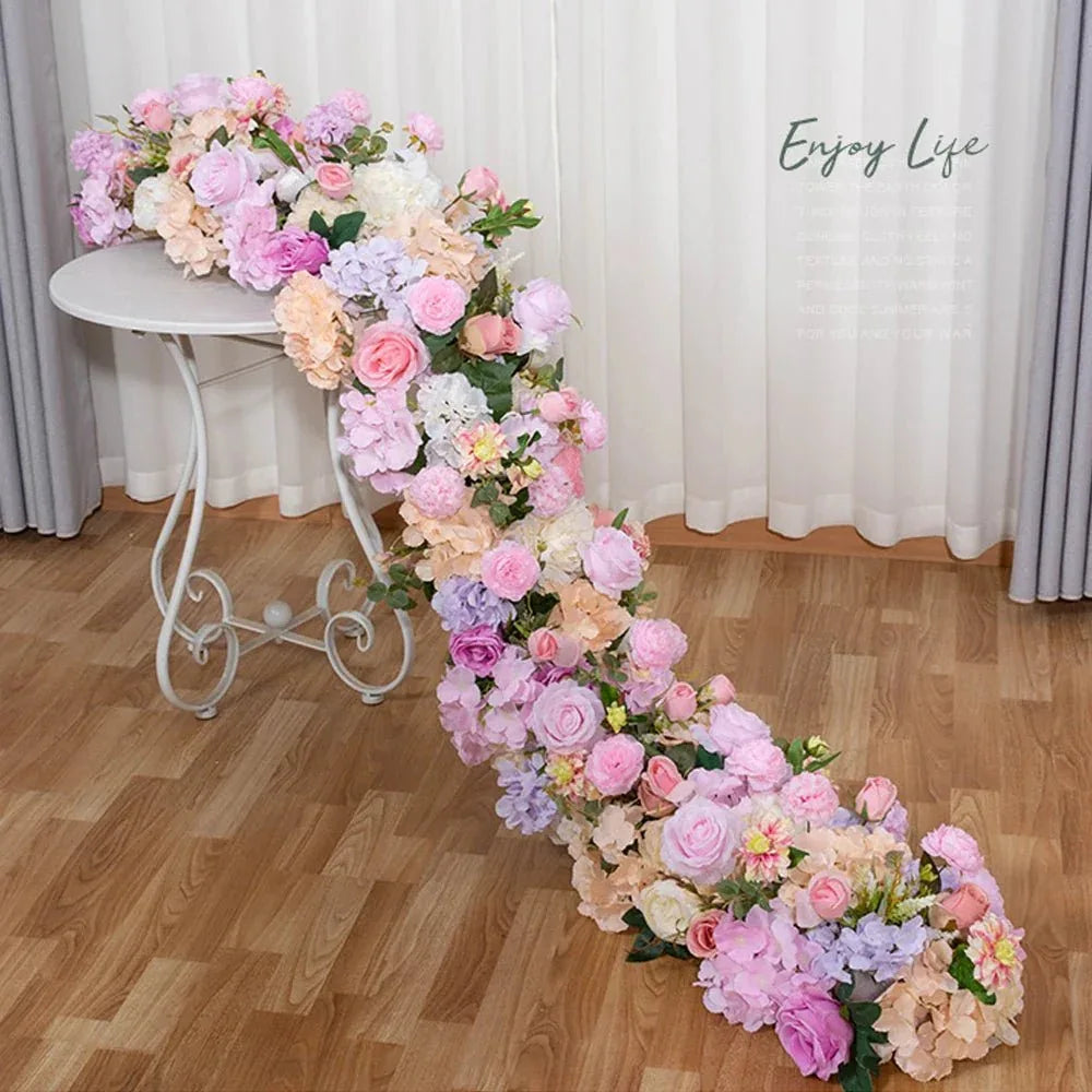 Chemin de Table Floral en Soie – Décoration Mariage & Centre de Table - Rose Eternelle La Boutique