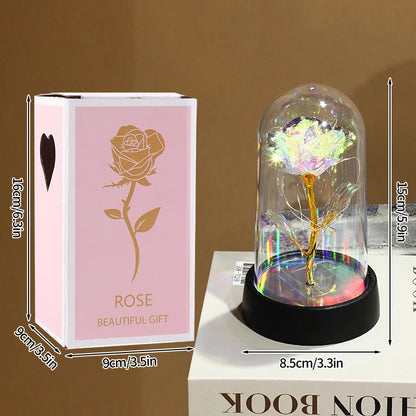 Rose éternelle sous cloche LED lumineuse - vue 7
