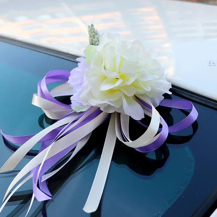 Décoration Florale Voiture de Mariage – Roses & Pivoines en Soie - Rose Eternelle La Boutique