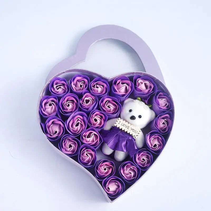 Coffret rose de savon avec ourson cadeau femme - vue 7