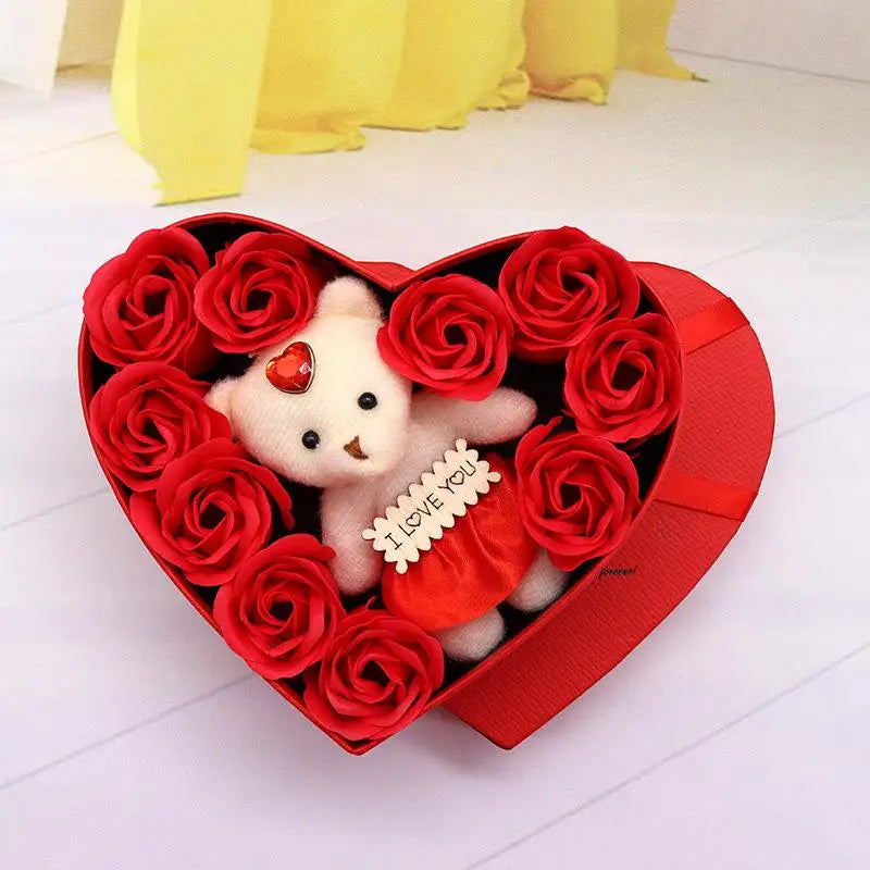 Coffret rose de savon avec ourson cadeau femme - vue 9