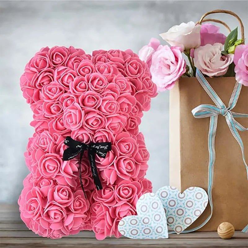 Handmade Teddy Bear in Eternal Roses - 25cm