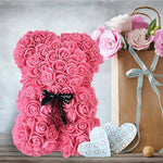 Ourson Artisanal en Roses Éternelles - 25cm