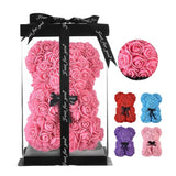 Ourson Artisanal en Roses Éternelles - 25cm