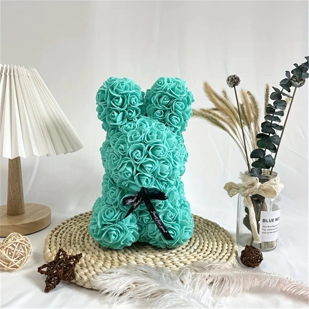 Lapin en Roses Éternelles – Le Cadeau Parfait pour Émerveiller