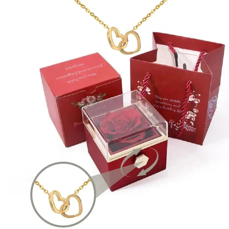 Coffret a offrir avec rose et collier - Rose Eternelle La Boutique