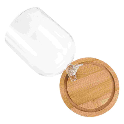 Klare Glasglocke mit Holzsockel