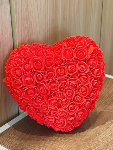 Cœur en rose éternelle rouge 15 cm