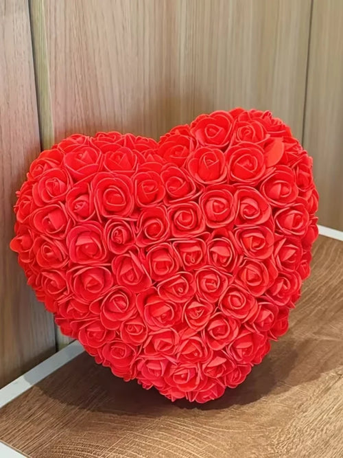 Cœur en rose éternelle rouge 15 cm