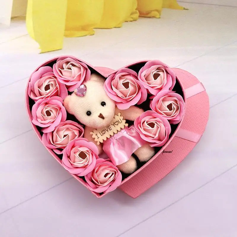 Coffret rose de savon avec ourson cadeau femme - vue 10