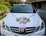 Décoration Florale Voiture de Mariage – Roses & Pivoines en Soie