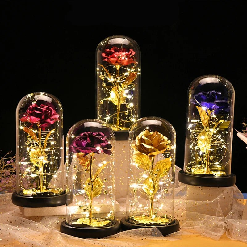 Eternal Rose "Galaxy" under a Light-Up Glass Dome