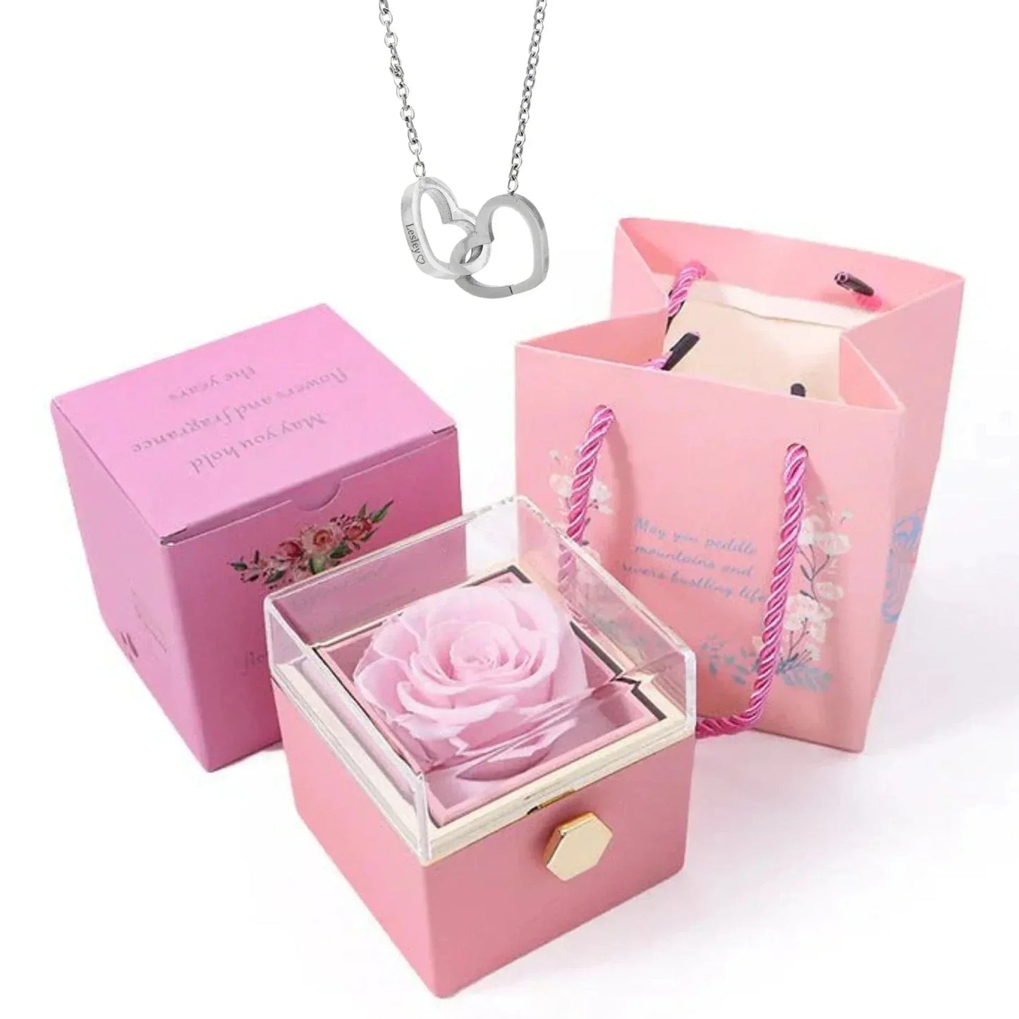 Coffret a offrir avec rose et collier - Rose Eternelle La Boutique