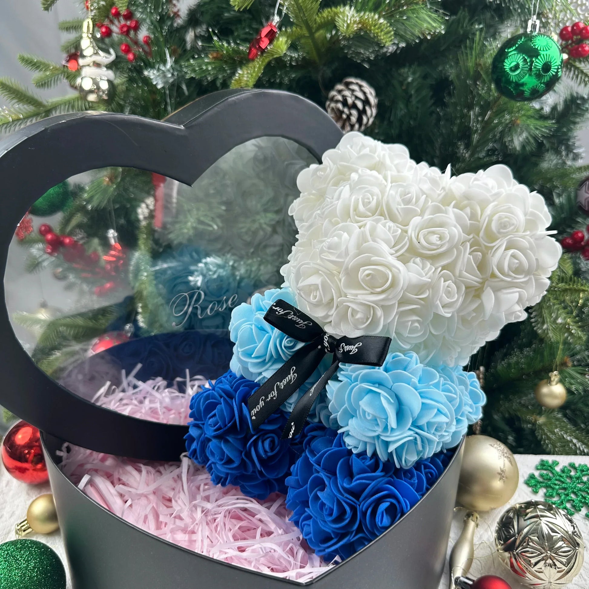 Ourson Artisanal en Roses Éternelles - 25cm - Rose Eternelle La Boutique