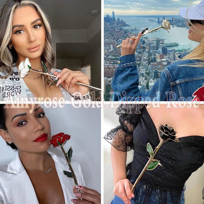 Geschenkbox „Ewige Rose“, 24 Karat vergoldet