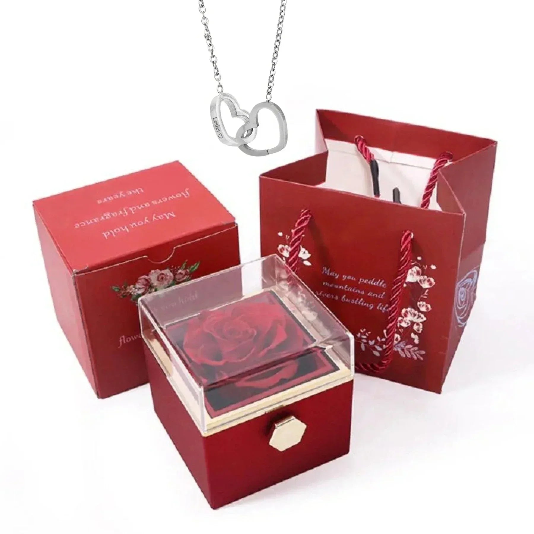 Coffret a offrir avec rose et collier - Rose Eternelle La Boutique