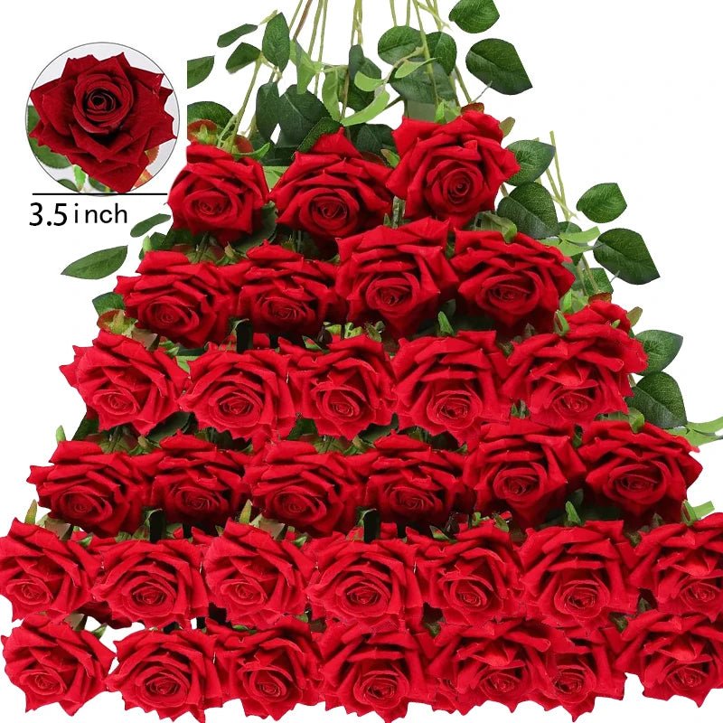 Lot de 50 Roses Velours "Real Touch"