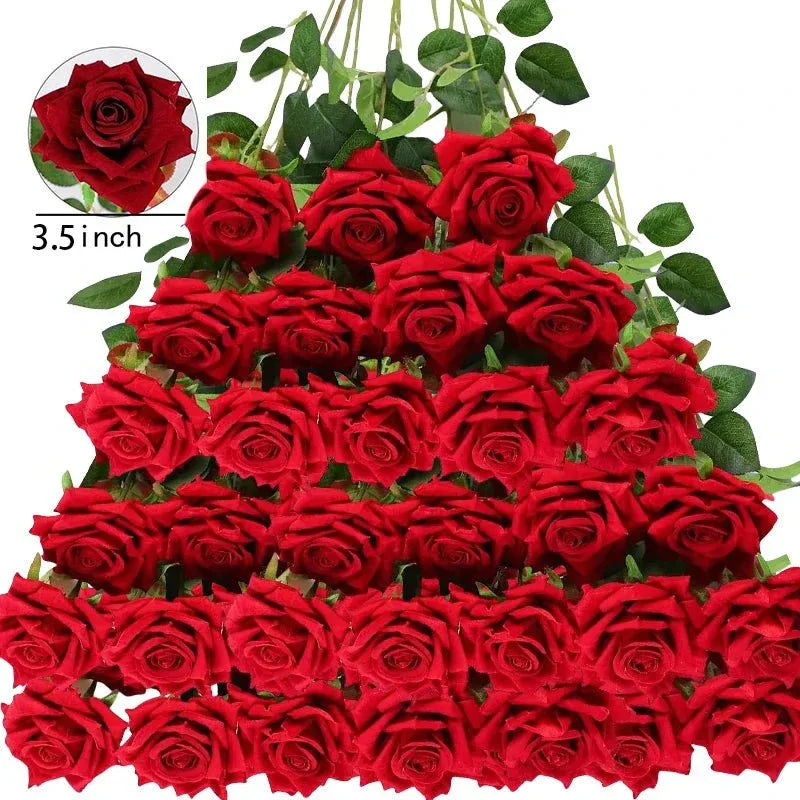 Lot de 50 Roses Velours "Real Touch" - Rose Eternelle La Boutique