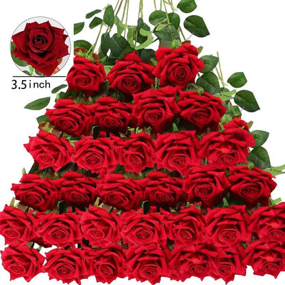 Lot de 50 Roses Velours "Real Touch"