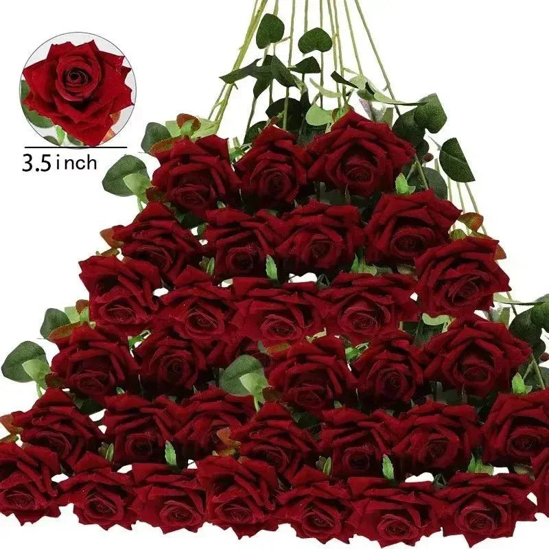 Lot de 50 Roses Velours "Real Touch" - Rose Eternelle La Boutique