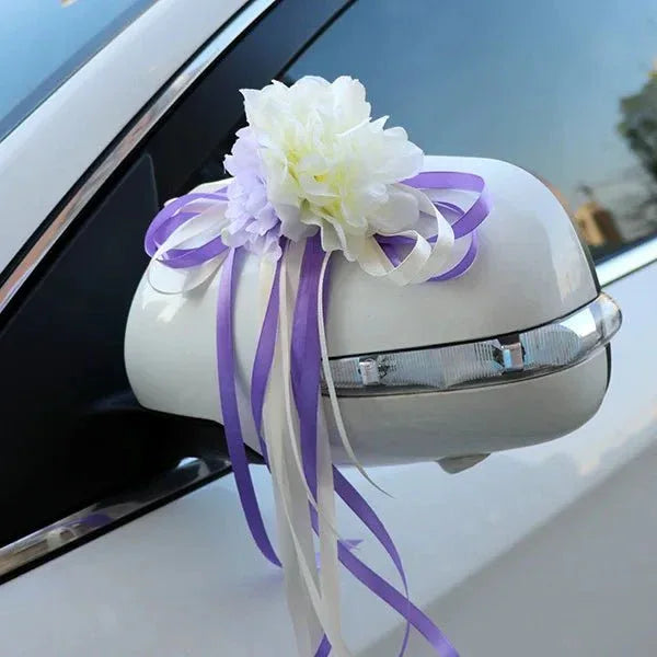 Décoration Florale Voiture de Mariage – Roses & Pivoines en Soie - Rose Eternelle La Boutique