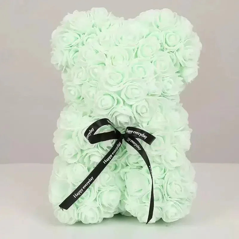 Ourson Artisanal en Roses Éternelles - 25cm - Rose Eternelle La Boutique