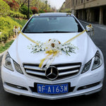 Décoration Florale Voiture de Mariage – Roses & Pivoines en Soie