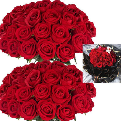 Lot de 50 Roses Velours "Real Touch"