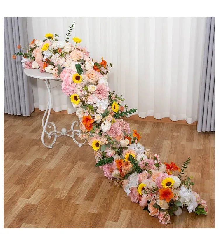 Chemin de Table Floral en Soie – Décoration Mariage & Centre de Table - Rose Eternelle La Boutique