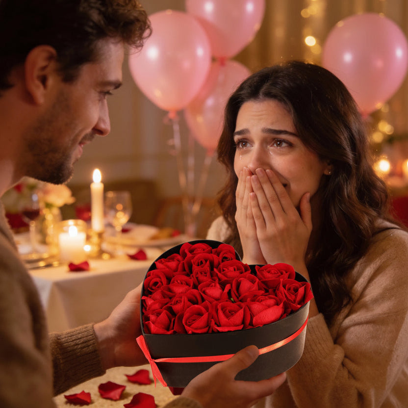 Boîte cœur roses éternelles cadeau Saint-Valentin - vue 2