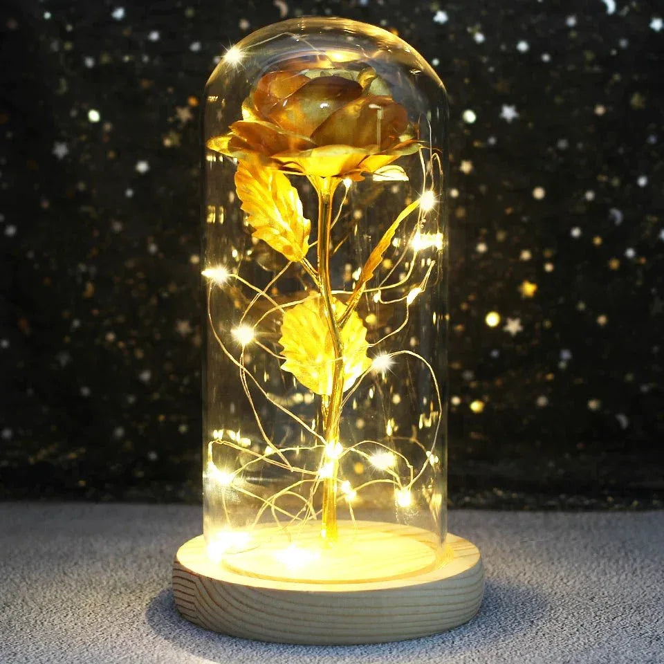 Rose Eternelle Sous Cloche & LED (Choix De Couleurs) - Rose Eternelle La Boutique